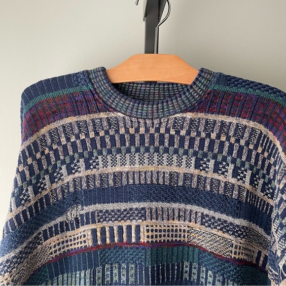 Vintage Tundra Coogi Style Knit Grandpa Sweater Cotton Blend Mens Size XL - Picture 4 of 9